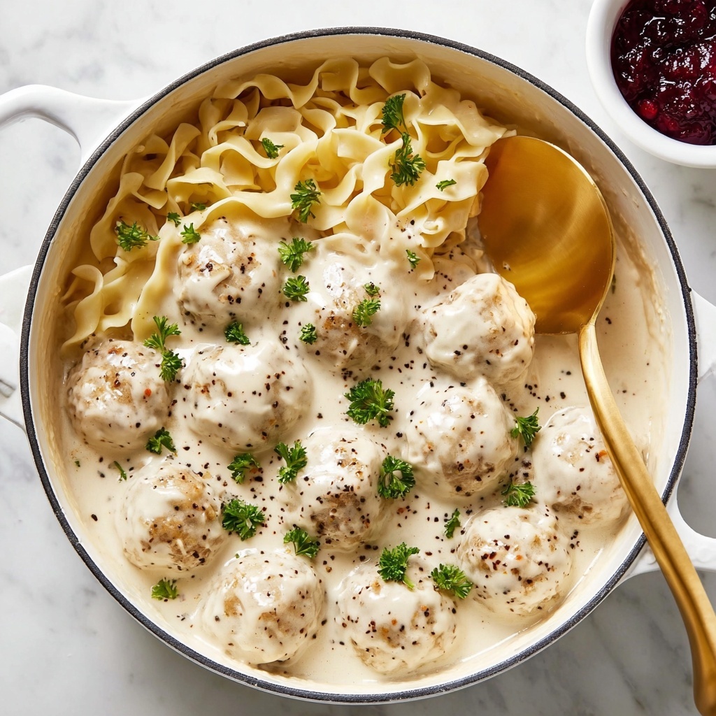 Swedish Chicken and Beef Meatballs with Creamy Gravy Recipe - Recipe Image