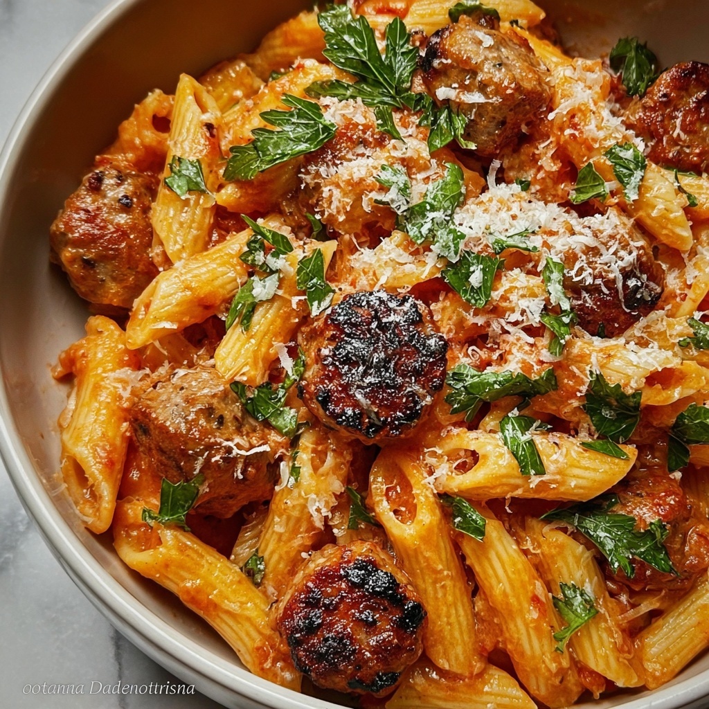 One Pot Creamy Cajun Sausage Pasta Recipe - Recipe Image