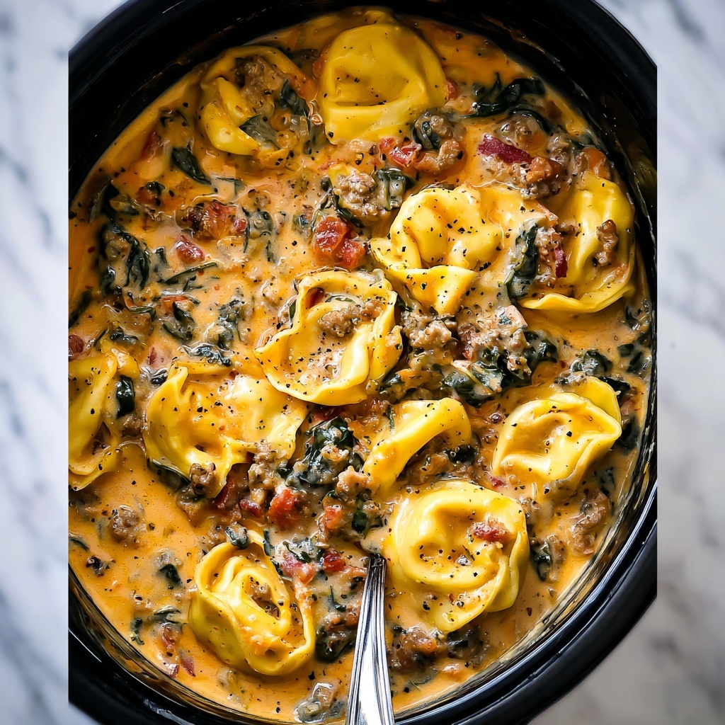 Slow Cooker Sausage and Cheese Tortellini Recipe - Recipe Image