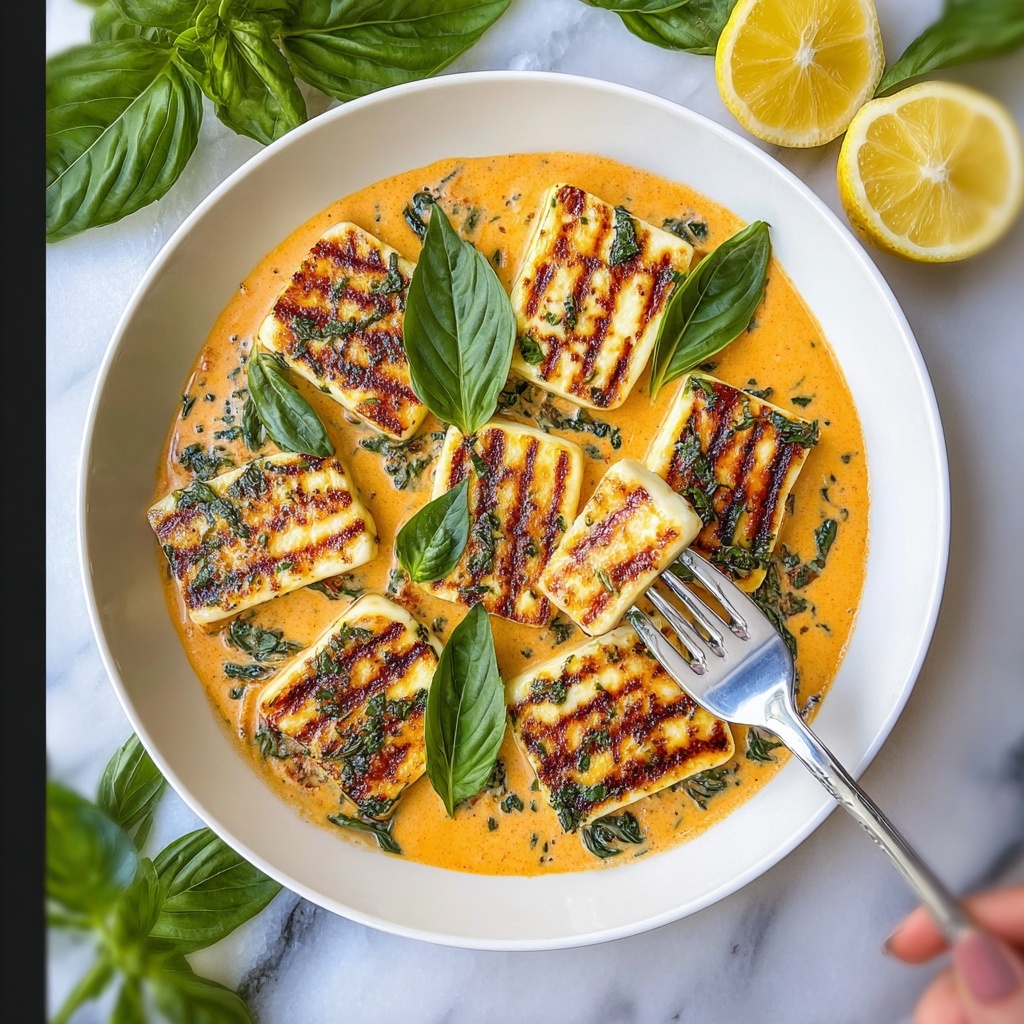 Marry Me Halloumi: A Creamy Delight with Sundried Tomatoes and Fresh Basil Recipe - Recipe Image