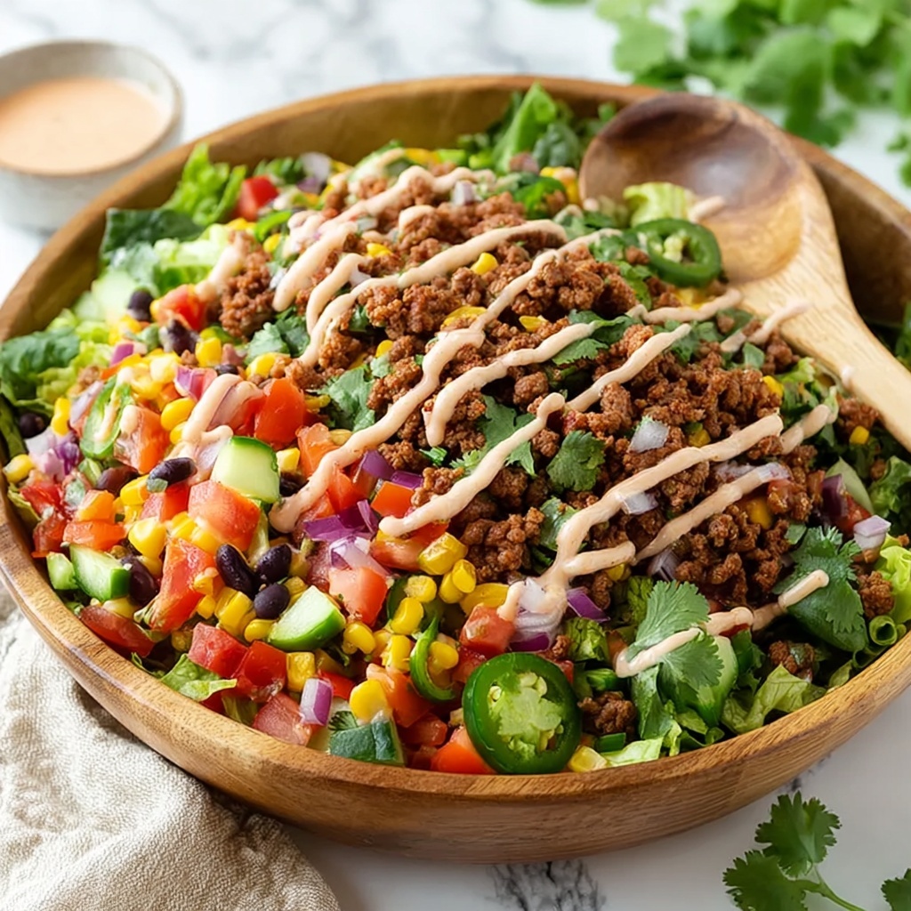 Ground Beef Salad with Veggies and Feta Recipe - Recipe Image