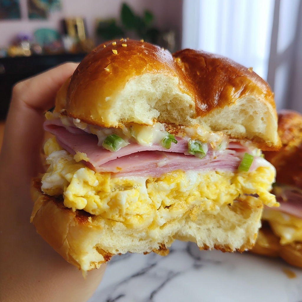 Tasty Hawaiian Roll Breakfast Sandwiches Recipe - Recipe Image