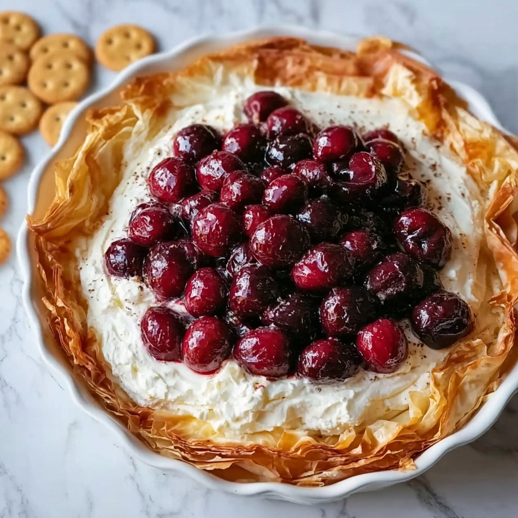 Baked Cranberry Cream Cheese Dip with a Golden Puff Pastry Crust Recipe - Recipe Image
