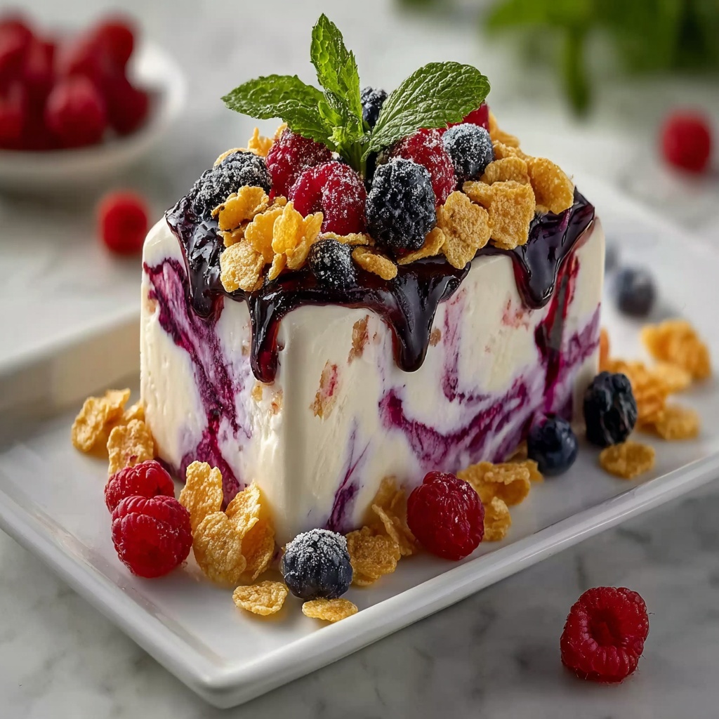 Cornflake Topped Berry Swirl Ice Cream Loaf Recipe - Recipe Image