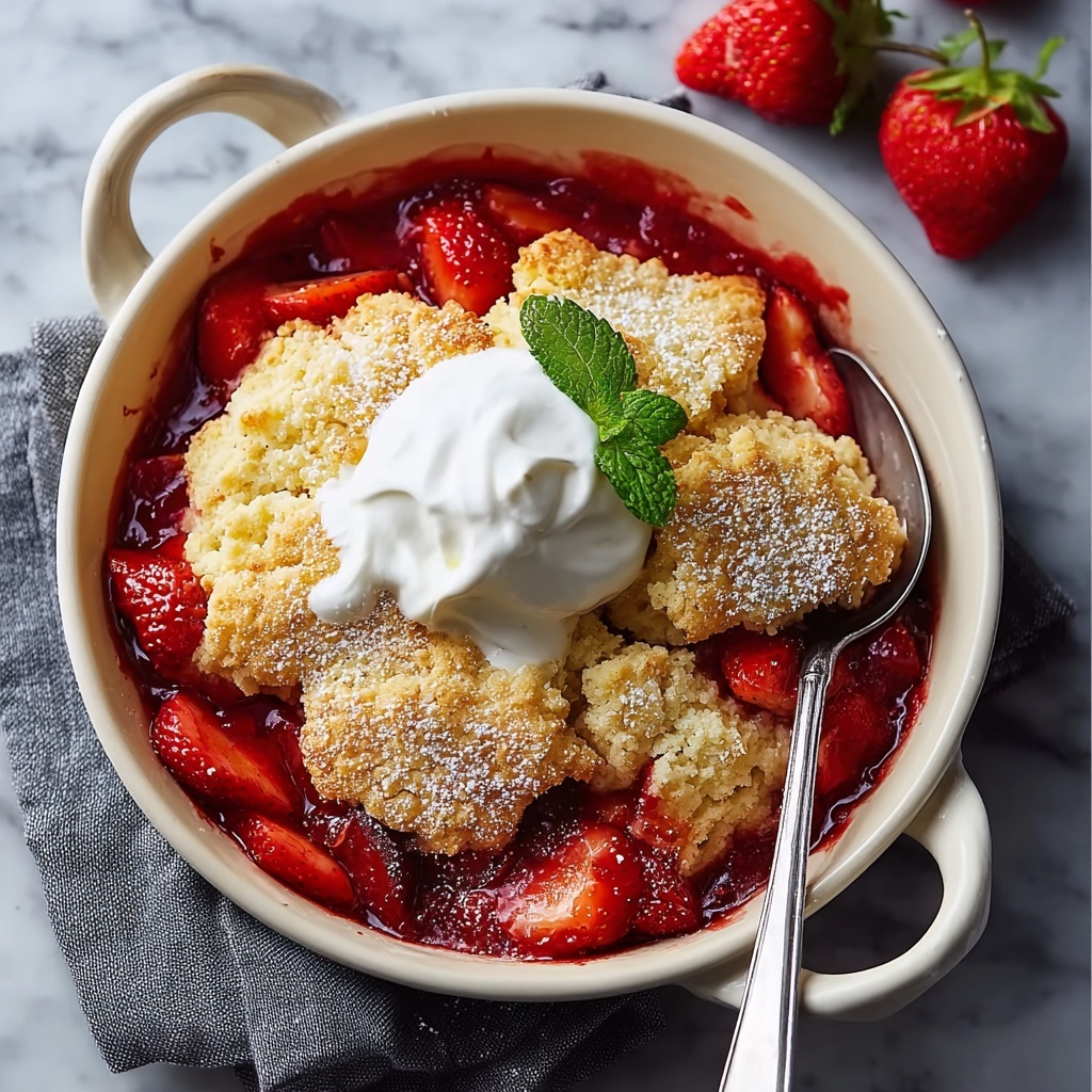 Strawberry Cobbler with Vanilla Ice Cream Recipe - Recipe Image