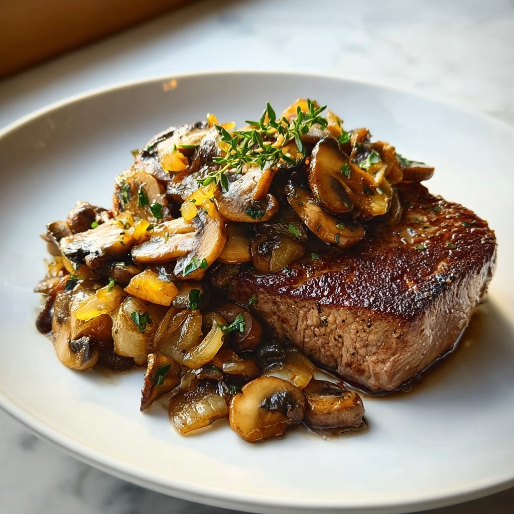 Ribeye Steak with French Onions & Mushrooms Recipe - Recipe Image