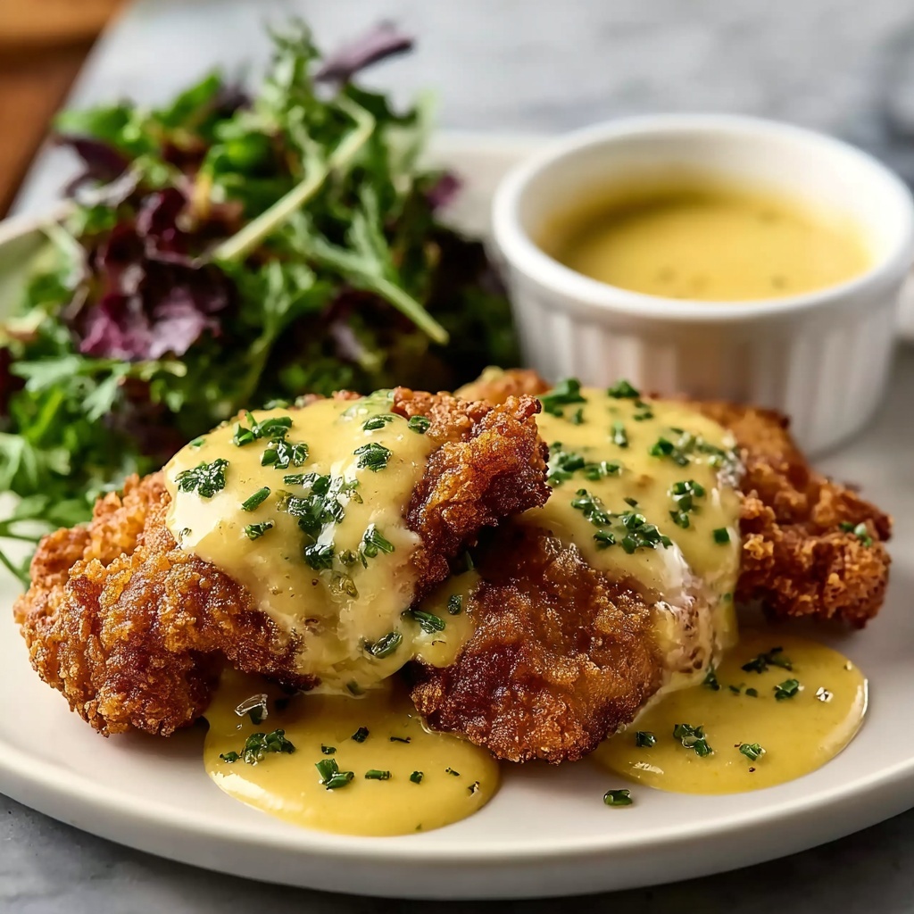 Pretzel Chicken with Mustard-Cheddar Sauce Recipe - Recipe Image