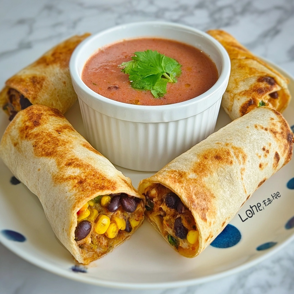 Baked Southwest Egg Rolls with Salsa-Ranch Dip Recipe - Recipe Image