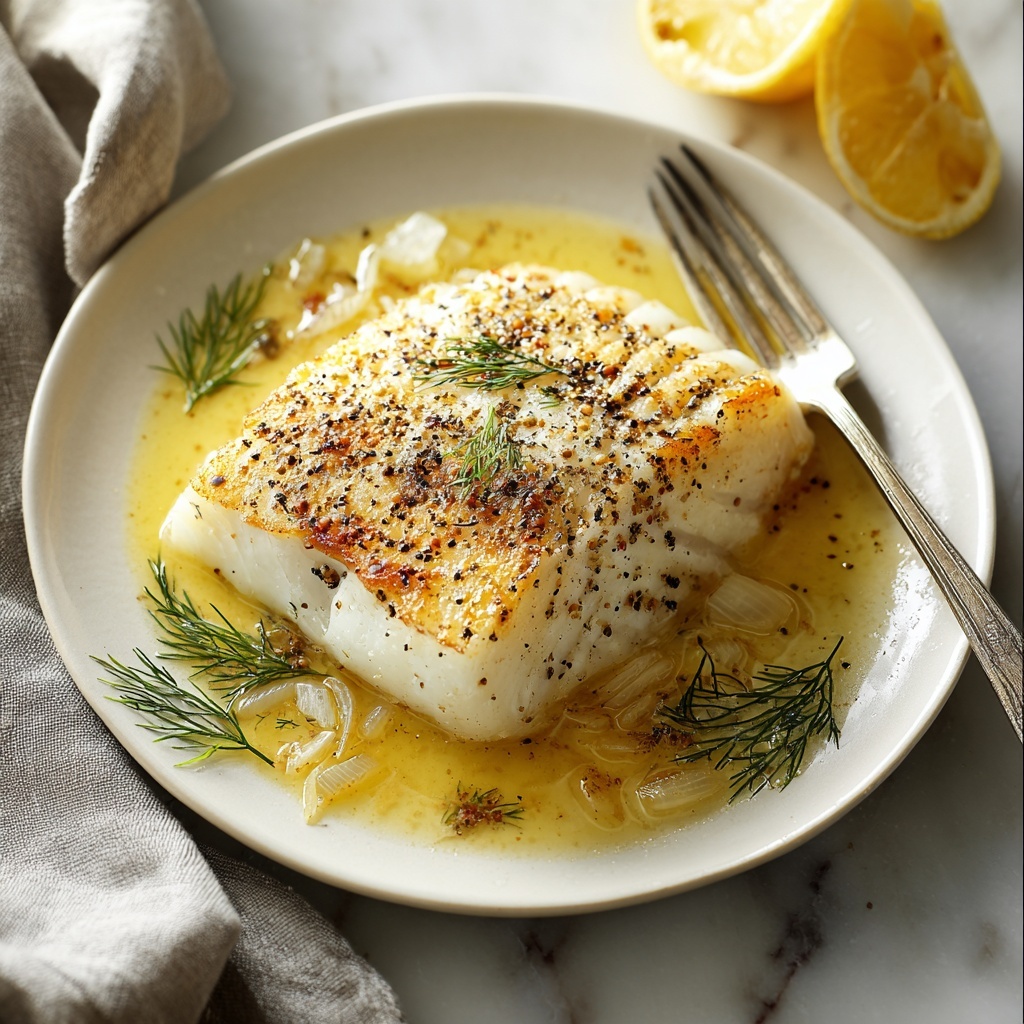 Baked Halibut with Lemon, Garlic, and Parsley Recipe - Recipe Image