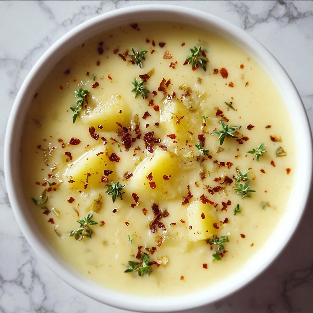 Cozy Cheddar Garlic Herb Potato Soup Recipe - Recipe Image
