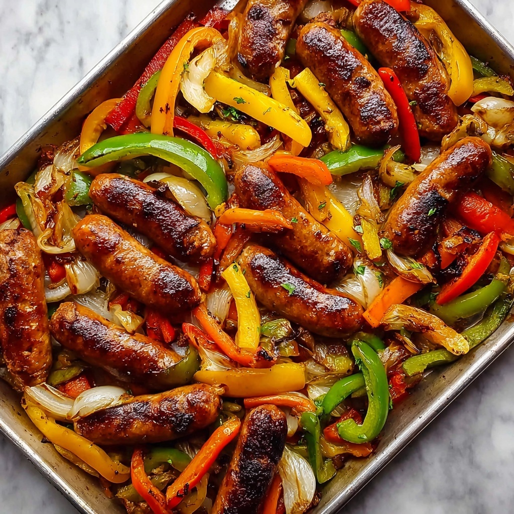 Easy Sheet Pan Sausage, Peppers, and Onions Recipe - Recipe Image