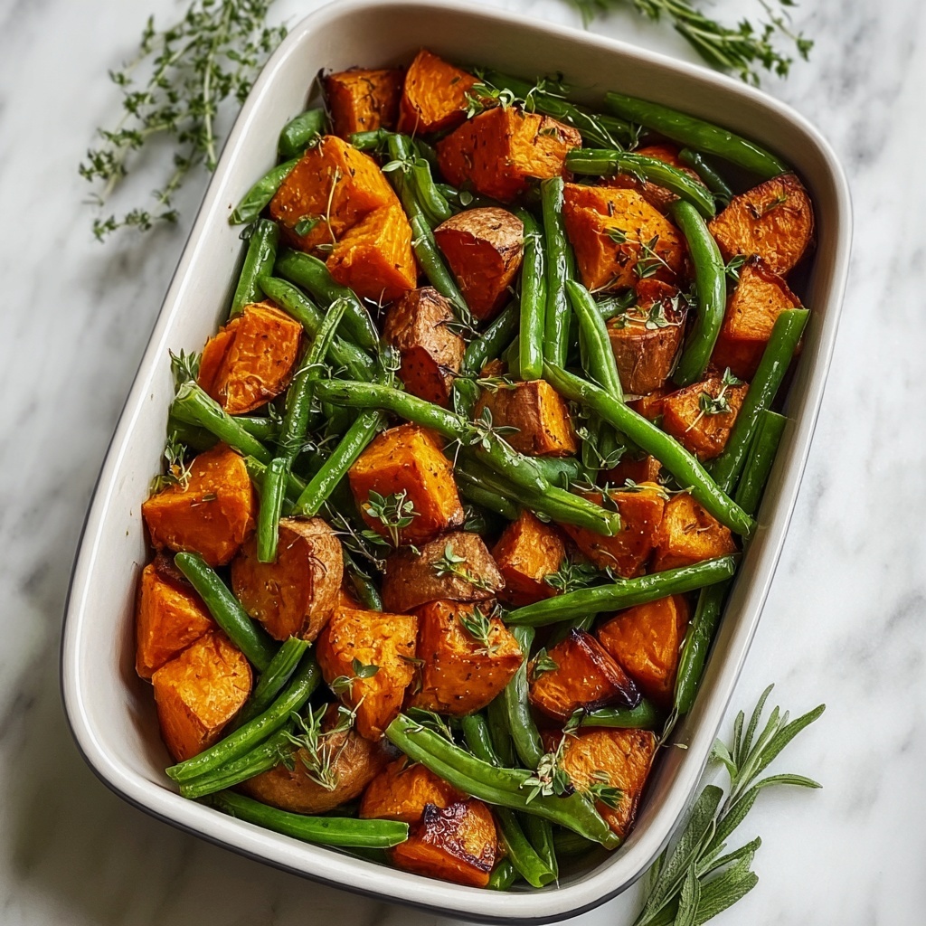 Savor the Flavor: Sweet Potato & Green Bean Tray Bake Delight Recipe - Recipe Image