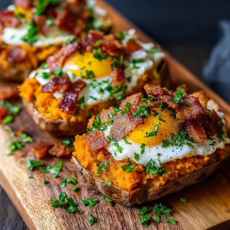 Sweet Potato Breakfast Boats with Bacon and Egg Recipe