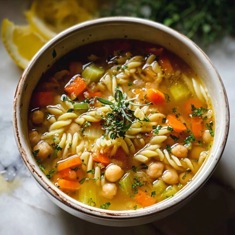 Lemon Orzo Chickpea Soup with Crispy Roast Chickpeas Recipe