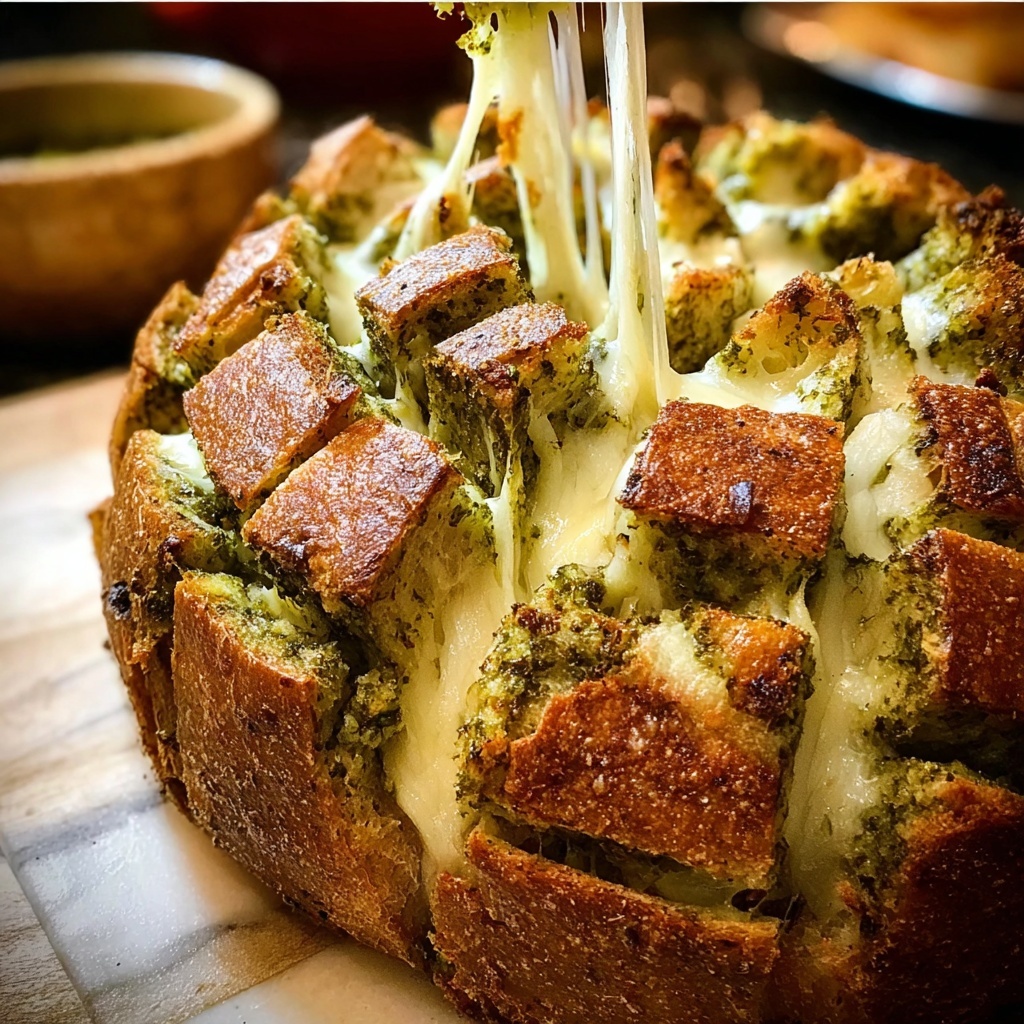 Cheesy Pesto Pull Apart Bread Recipe - Recipe Image
