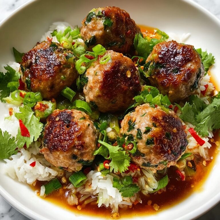Lemongrass Pork Meatball Bowls with Vegetables and Rice Recipe