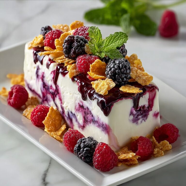 Cornflake Topped Berry Swirl Ice Cream Loaf Recipe
