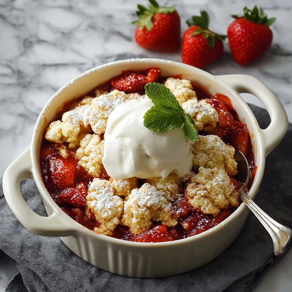 Strawberry Cobbler with Vanilla Ice Cream Recipe - Recipe Image