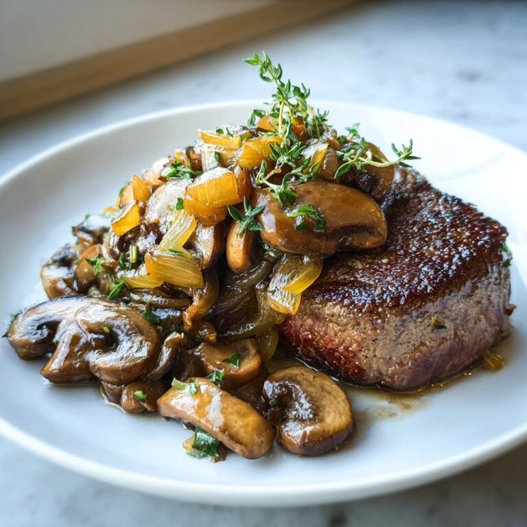 Ribeye Steak with French Onions & Mushrooms Recipe