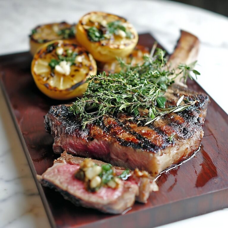 Perfectly Grilled Tomahawk Steak with Fresh Herb Garnish Recipe