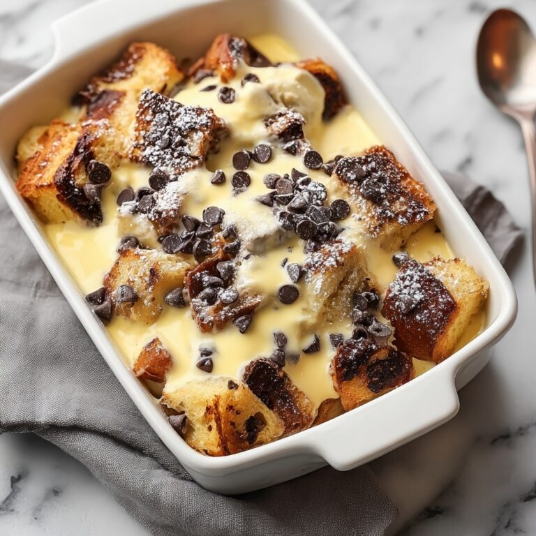 Chocolate Chip Bread Pudding with Cream Sauce Recipe