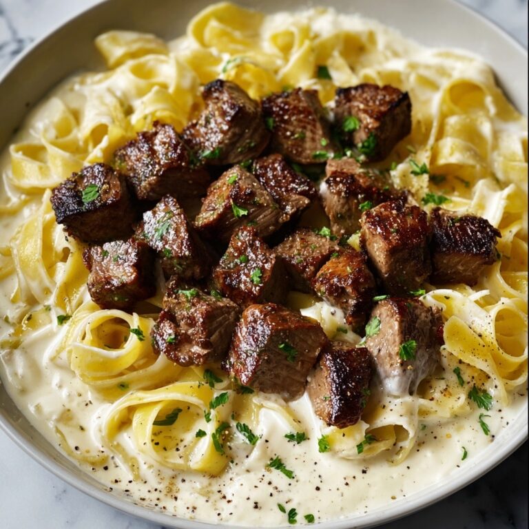 Garlic Butter Steak Bites with Creamy Parmesan Pasta Recipe