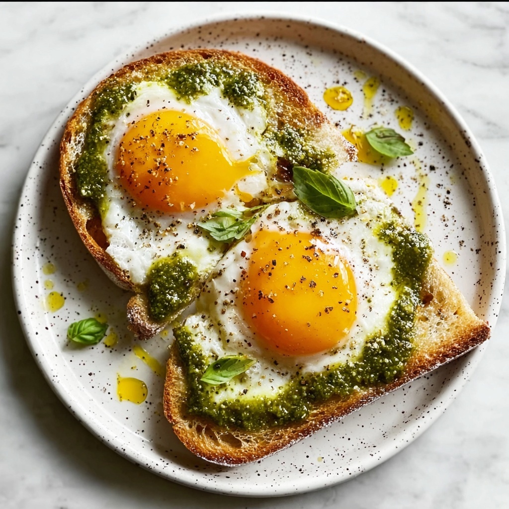 Pesto Eggs on Herbed Goat Cheese Toast Recipe - Recipe Image