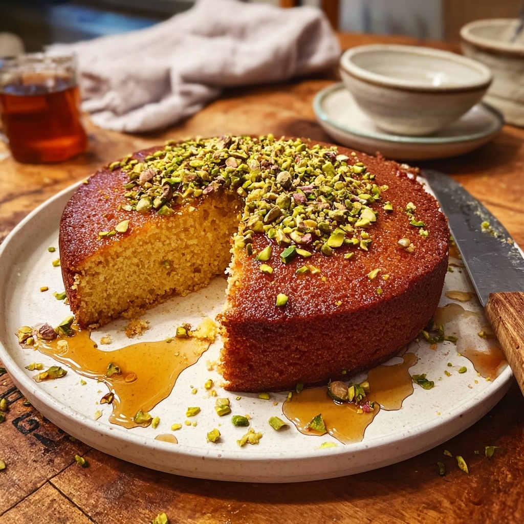 Orange Pistachio Olive Oil Cake with Saffron Syrup Recipe - Recipe Image
