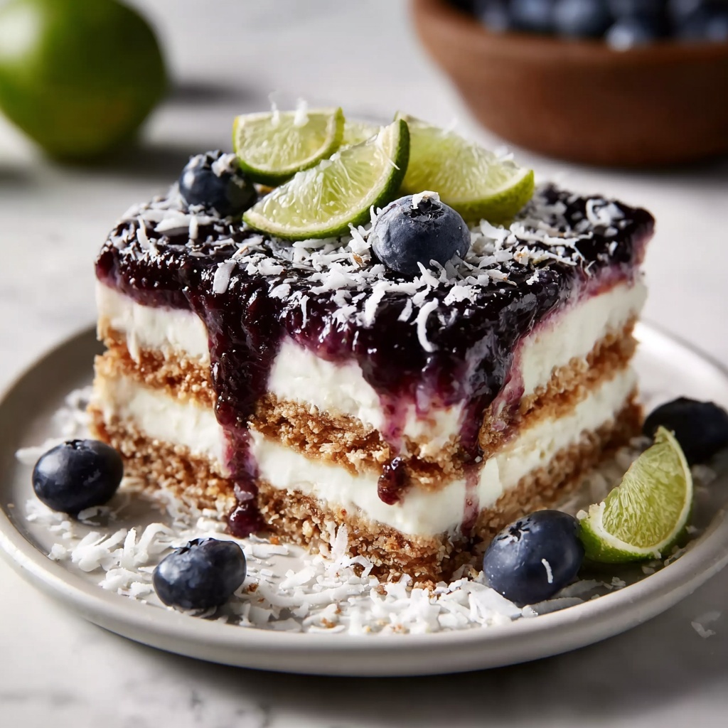 Blueberry, Lime & Coconut No-Bake Slice Recipe - Recipe Image