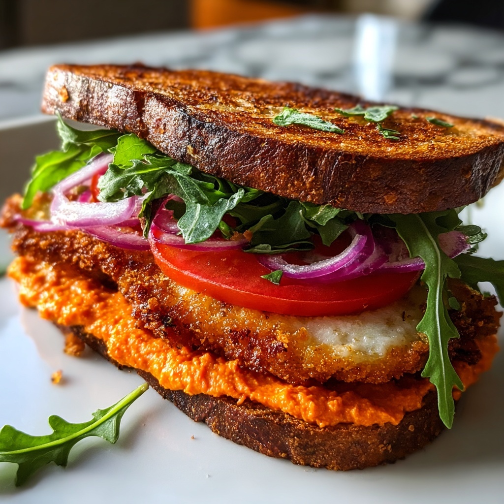 Crunchy Chicken Romesco Sandwich Recipe - Recipe Image
