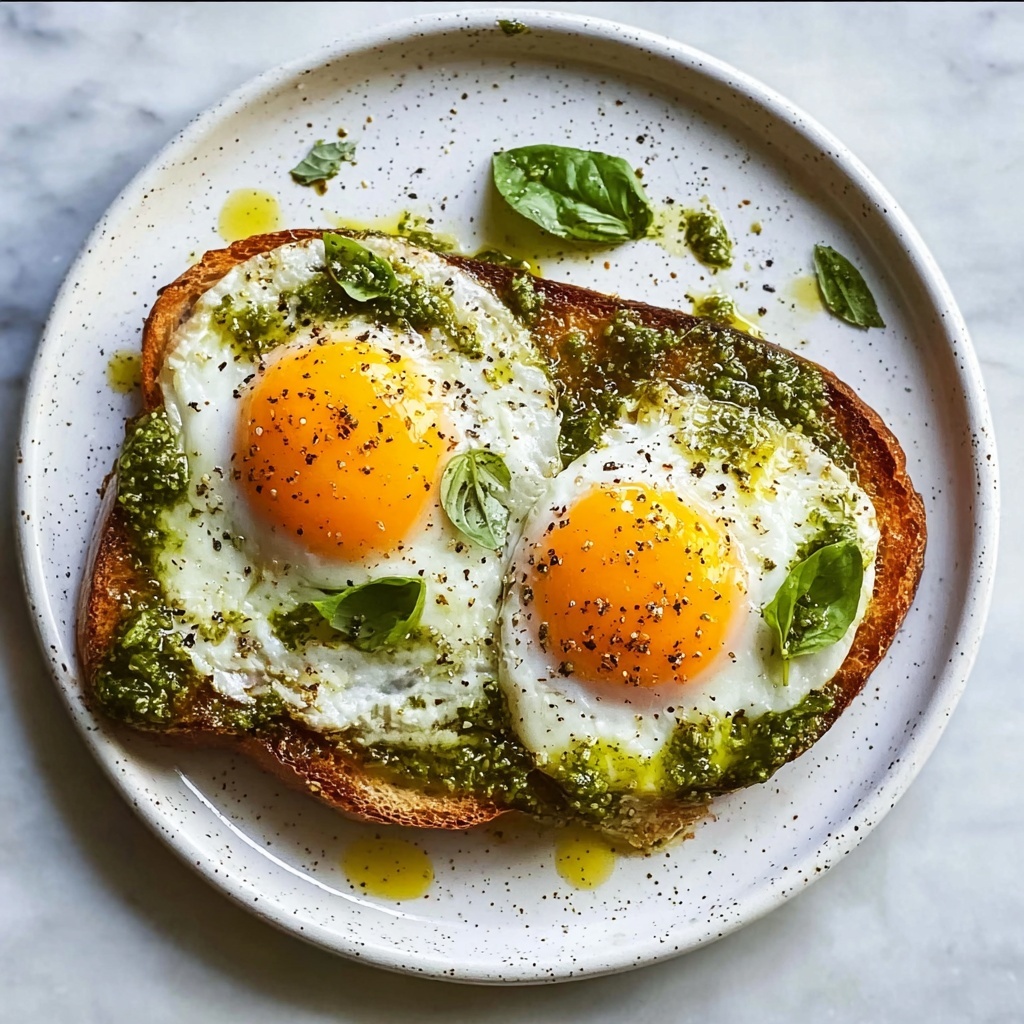 Pesto Eggs on Herbed Goat Cheese Toast Recipe - Recipe Image