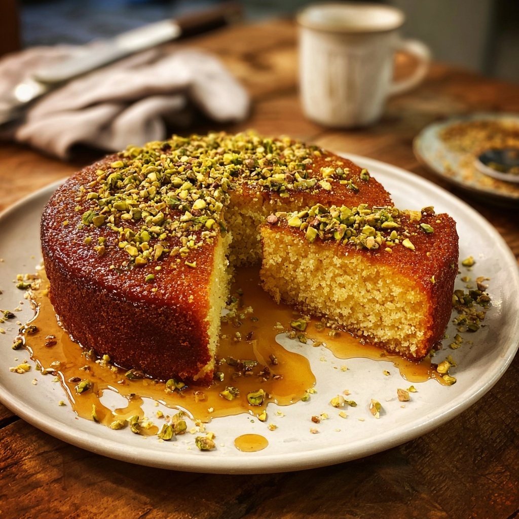 Orange Pistachio Olive Oil Cake with Saffron Syrup Recipe - Recipe Image