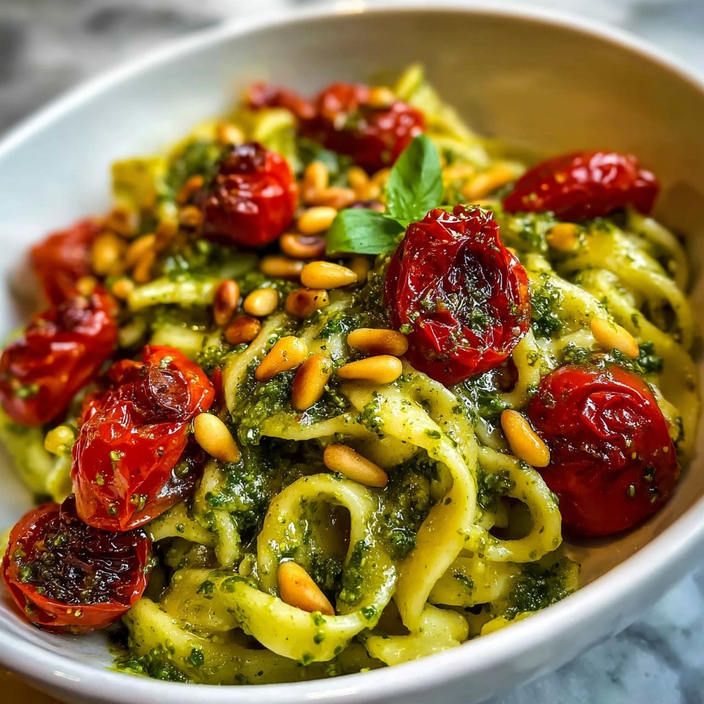 Pesto Pasta with Roasted Tomatoes Recipe - Recipe Image