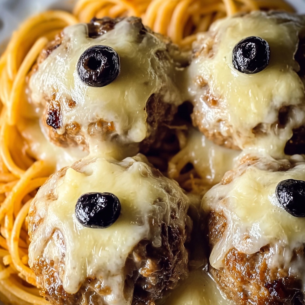 Spooky Spaghetti and Cheese Stuffed Meatballs to Wow Your Family Recipe - Recipe Image