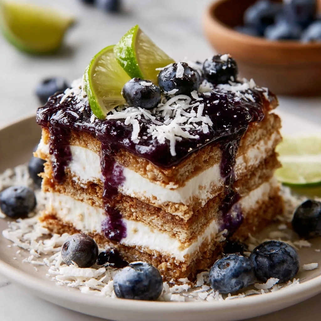 Blueberry, Lime & Coconut No-Bake Slice Recipe - Recipe Image