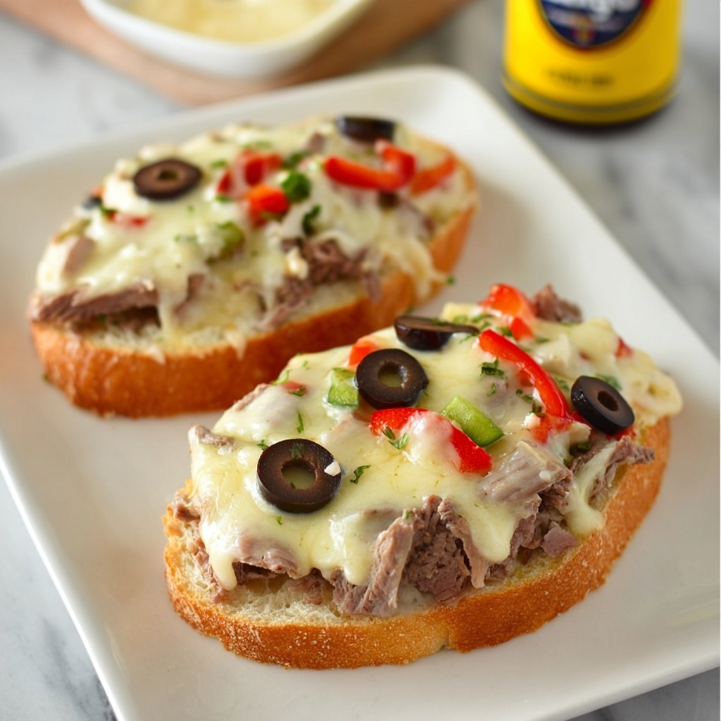 Italian Cheese Steak French Bread Pizza Recipe - Recipe Image