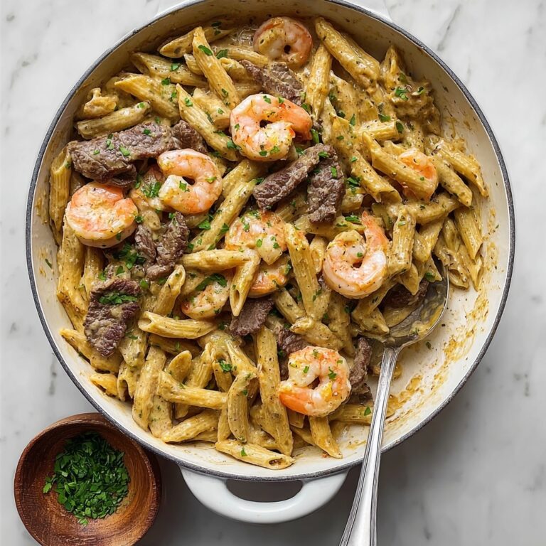 Blackened Steak and Shrimp Alfredo Recipe